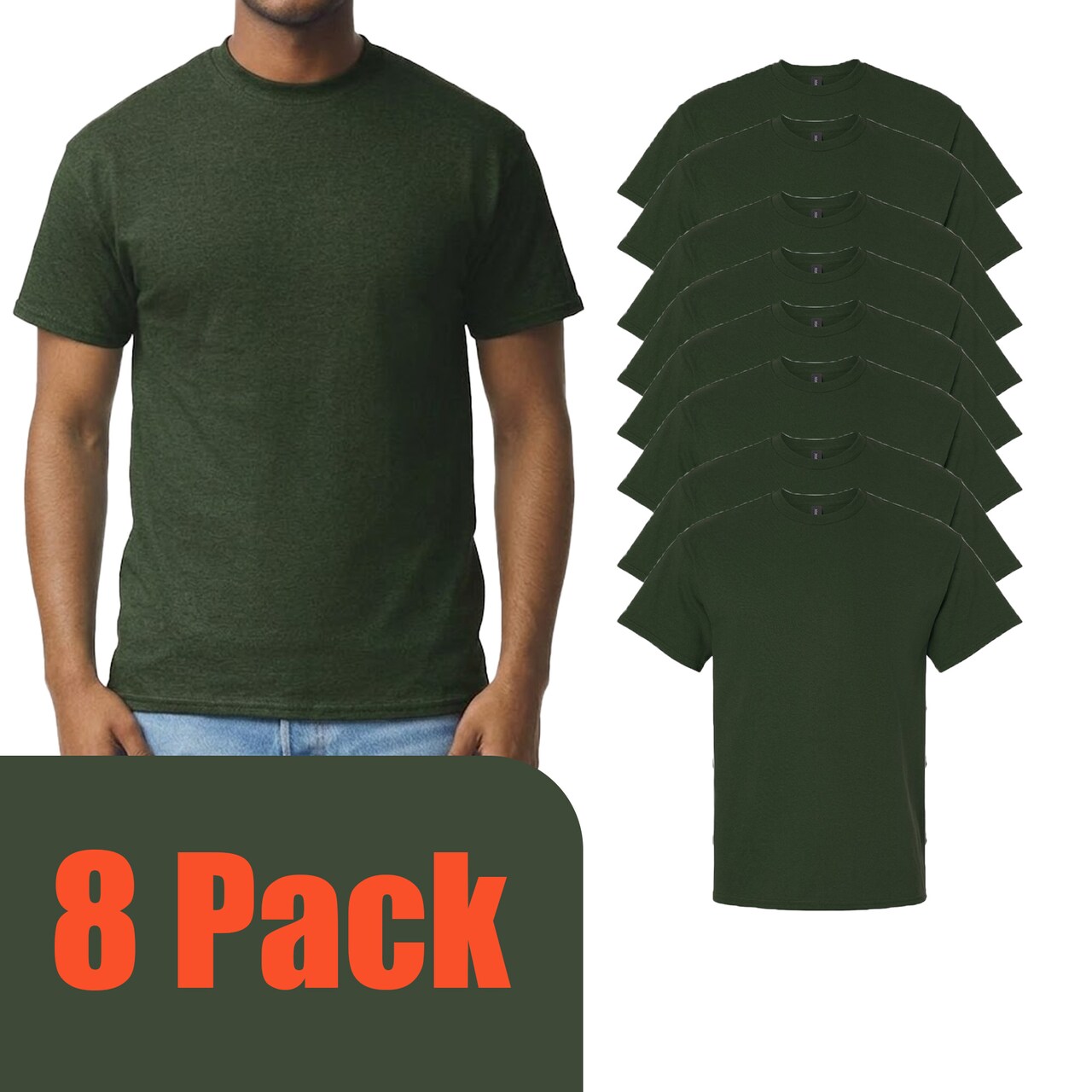 Gildan Unisex Ultra Cotton T-Shirt Craft Bundle, Forest Color Short Sleeve Blanks for DIY Printing